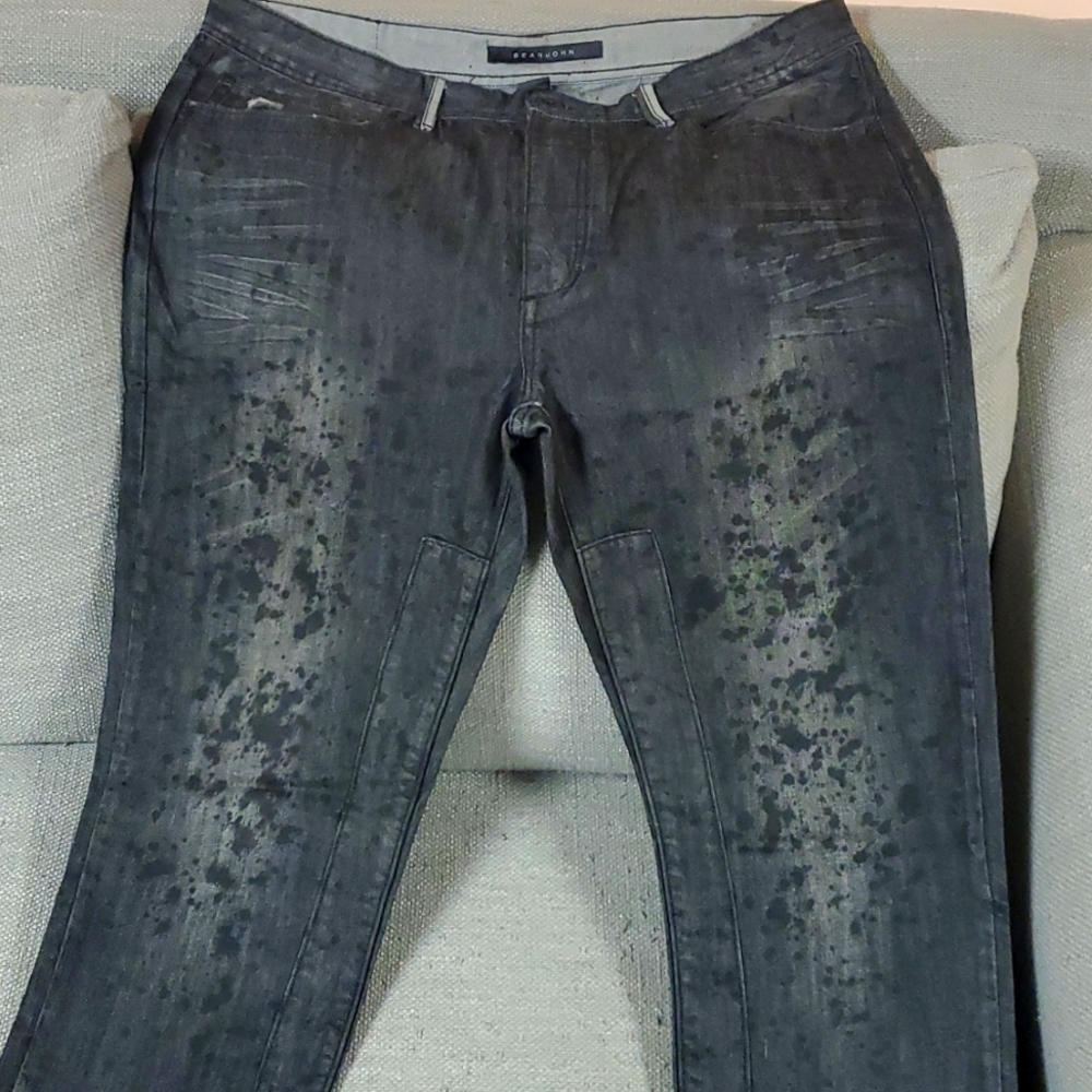Black paint splatter jeans